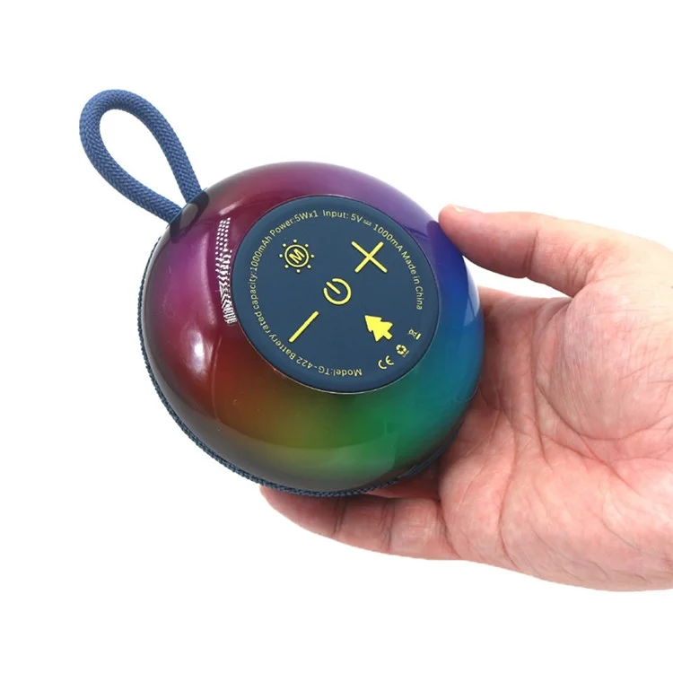 T&G TG-422 Alto-falante Bluetooth portátil para uso ao ar livre Caixa de som à prova d'água IPX6 com luz LED - Azul