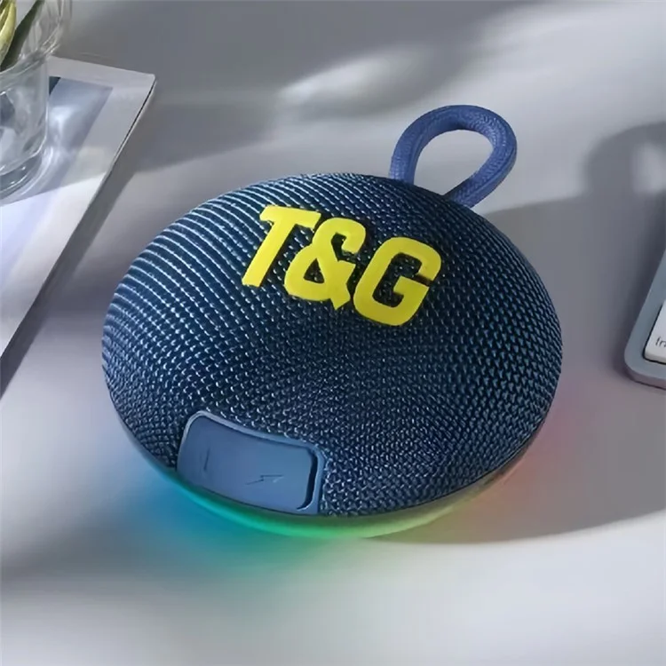 T&G TG-422 Alto-falante Bluetooth portátil para uso ao ar livre Caixa de som à prova d'água IPX6 com luz LED - Azul