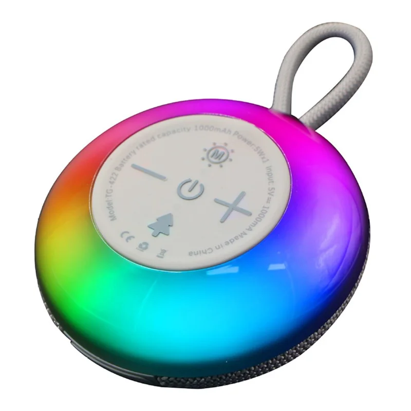 T&G TG-422 Portable Outdoor Bluetooth-Compatible Speaker IPX6 Waterproof LED Light Wireless Loudspeaker - Grey