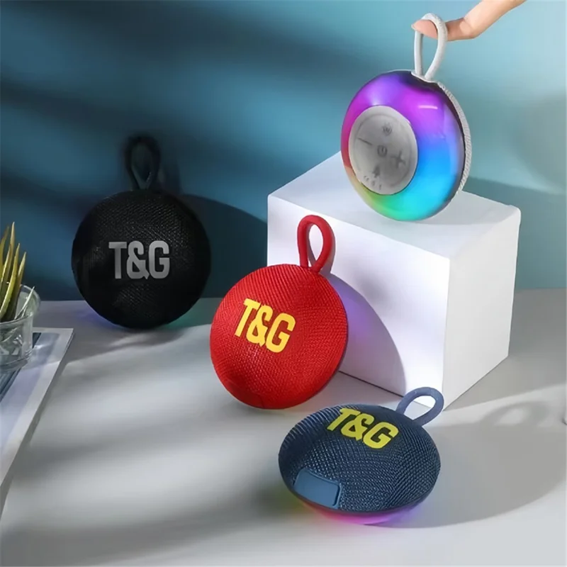 T&G TG-422 Portable Outdoor Bluetooth-Compatible Speaker IPX6 Waterproof LED Light Wireless Loudspeaker - Grey