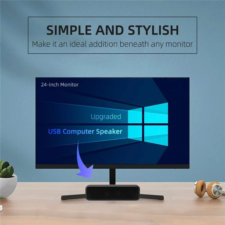 LLR505 USB Powered Speaker for Desktop PC Dual Horn Enhanced Bass Stereo Sound Soundbar