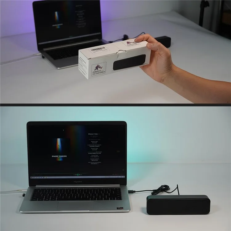 LLR505 USB Powered Speaker for Desktop PC Dual Horn Enhanced Bass Stereo Sound Soundbar