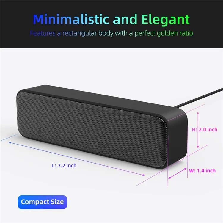 LLR505 USB Powered Speaker for Desktop PC Dual Horn Enhanced Bass Stereo Sound Soundbar