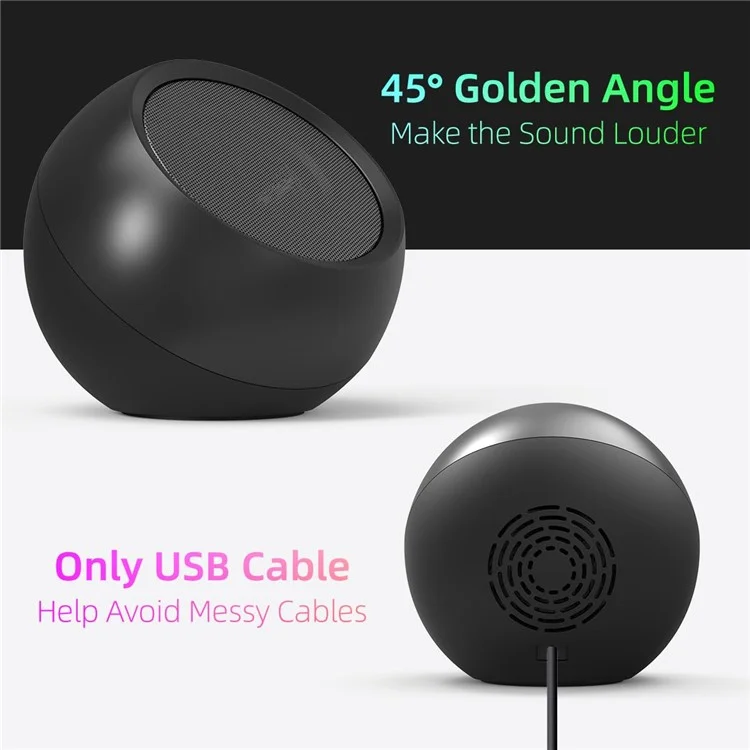 LLR504 USB Mini Subwoofer Portable 5W Speaker Computer Sound Box with 115cm Cable