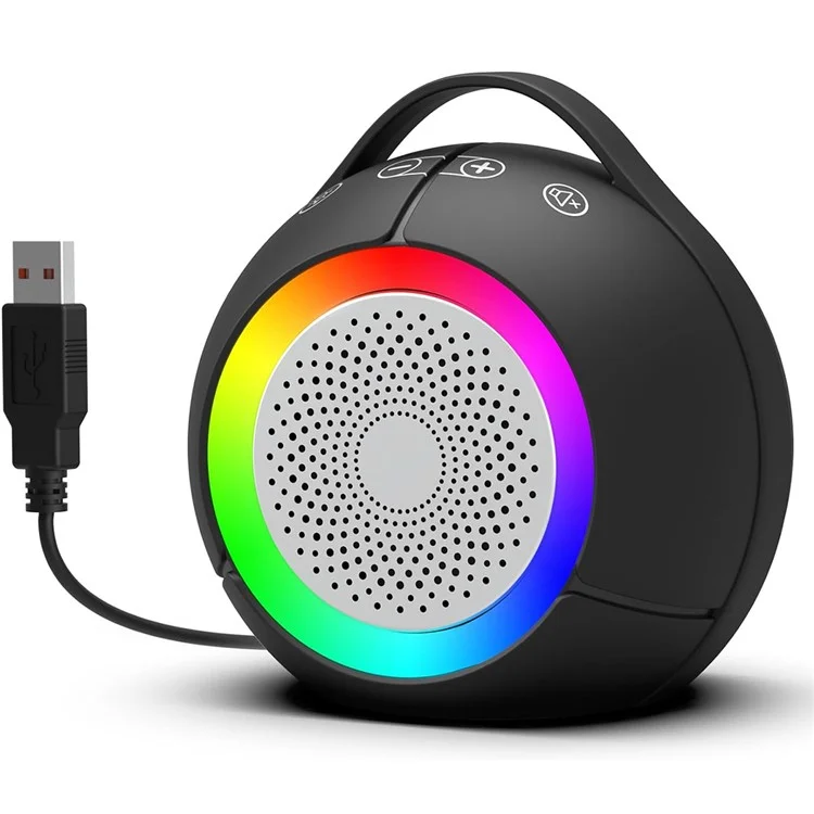 LLR096 Kugelförmiger USB Mini Desktop-Lautsprecher 5W Subwoofer Kabelgebundenes Soundsystem mit RGB-Beleuchtung für PC und Laptop