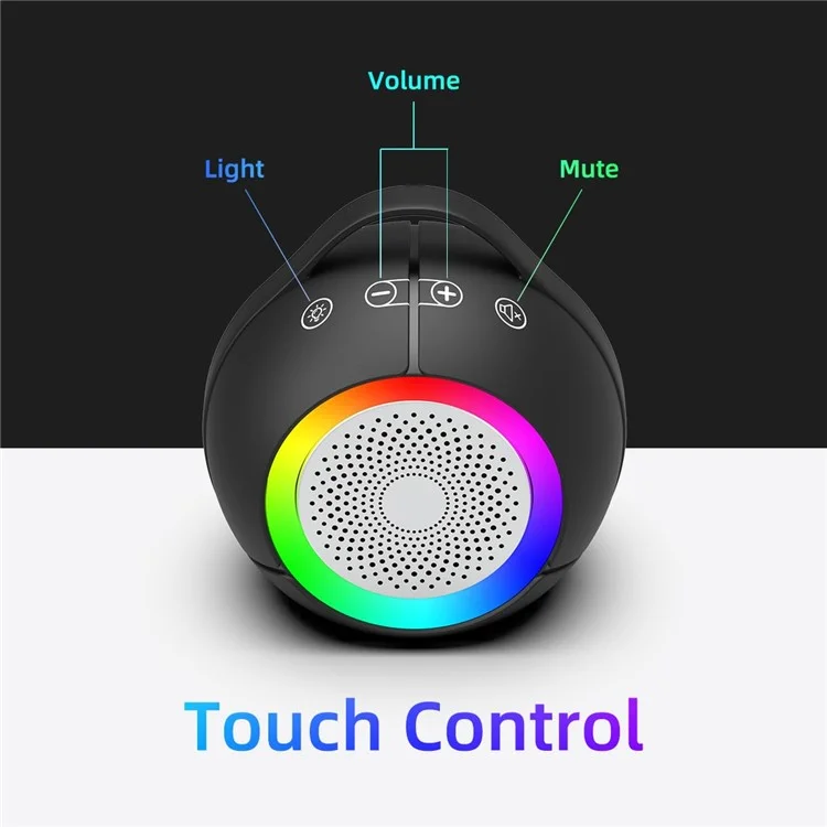 LLR096 Kugelförmiger USB Mini Desktop-Lautsprecher 5W Subwoofer Kabelgebundenes Soundsystem mit RGB-Beleuchtung für PC und Laptop