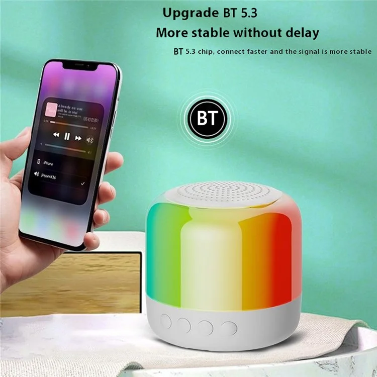 Y6C Portable Outdoor Bluetooth-Compatible Speaker Stereo Surround Wireless Mini Subwoofer with RGB Light - White