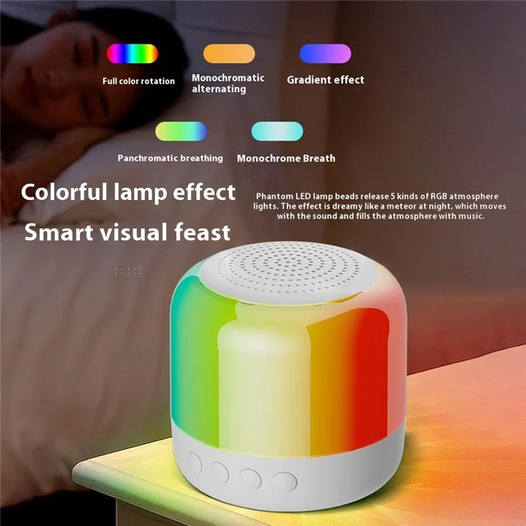 Y6C Portable Outdoor Bluetooth-Compatible Speaker Stereo Surround Wireless Mini Subwoofer with RGB Light - White