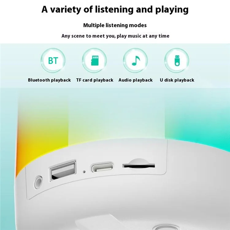 Y6C Portable Outdoor Bluetooth-Compatible Speaker Stereo Surround Wireless Mini Subwoofer with RGB Light - White