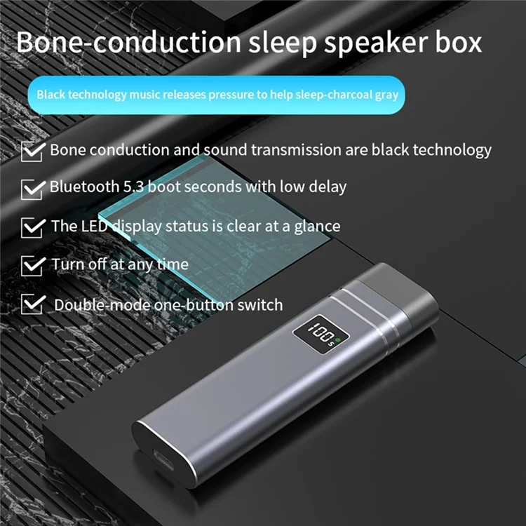 QY08 Bone Conduction Speaker Bluetooth-Compatible Sleep Aid Mini Wireless Audio Device for Bedroom / Dorm / Office - Grey