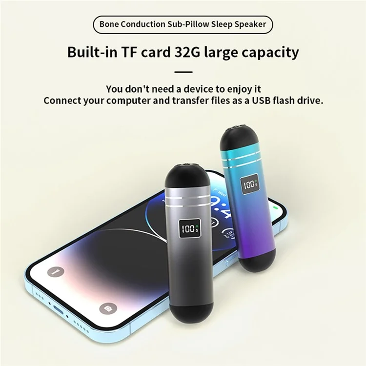 QY09 Bone Conduction Speaker with 32GB TF Card Mini Wireless Audio Device BT Sleep Aid for Bedroom / Dorm / Office - Blue Purple