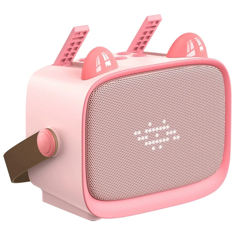 T99 Children Karaoke Speaker with Dual Microphone Multi Light Modes Bluetooth-Compatible Audio System - Pink