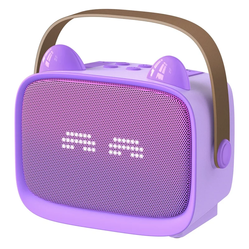 T99 Children Karaoke Speaker with Dual Microphone Multi Light Modes Bluetooth-Compatible Audio System - Purple