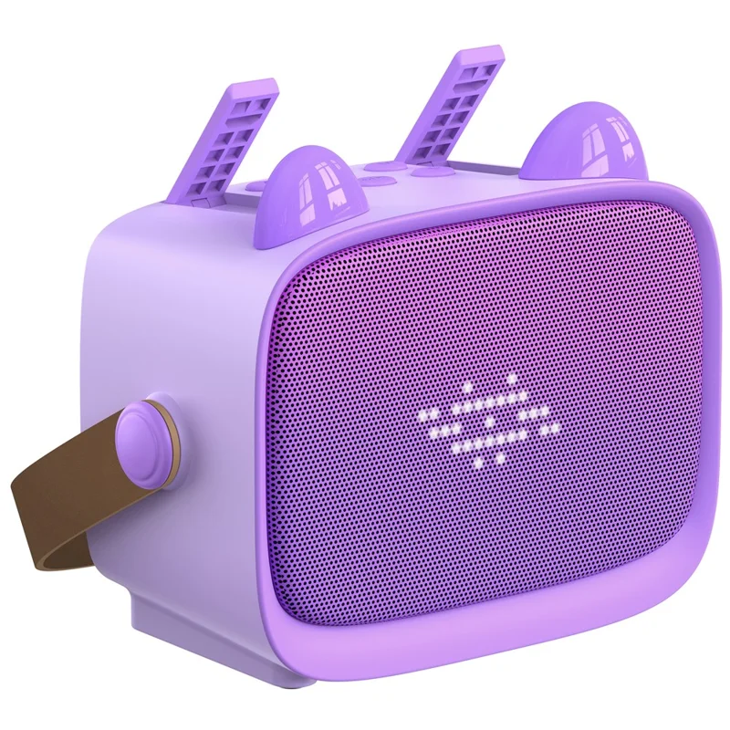 T99 Children Karaoke Speaker with Dual Microphone Multi Light Modes Bluetooth-Compatible Audio System - Purple
