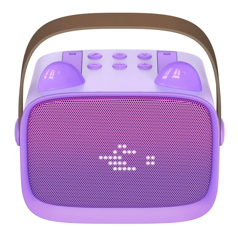 T99 Children Karaoke Speaker with Dual Microphone Multi Light Modes Bluetooth-Compatible Audio System - Purple