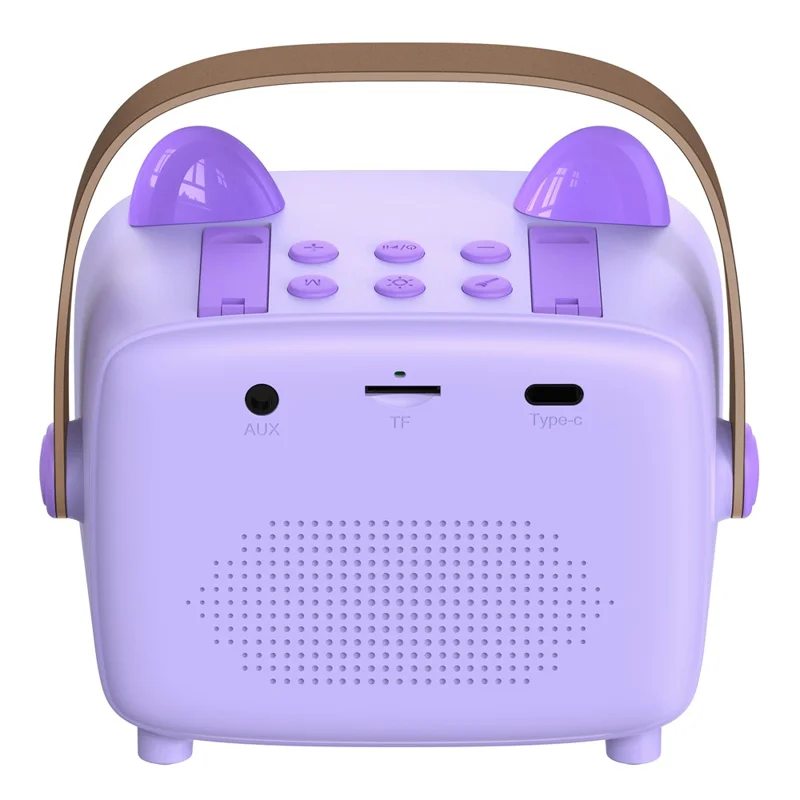 T99 Children Karaoke Speaker with Dual Microphone Multi Light Modes Bluetooth-Compatible Audio System - Purple