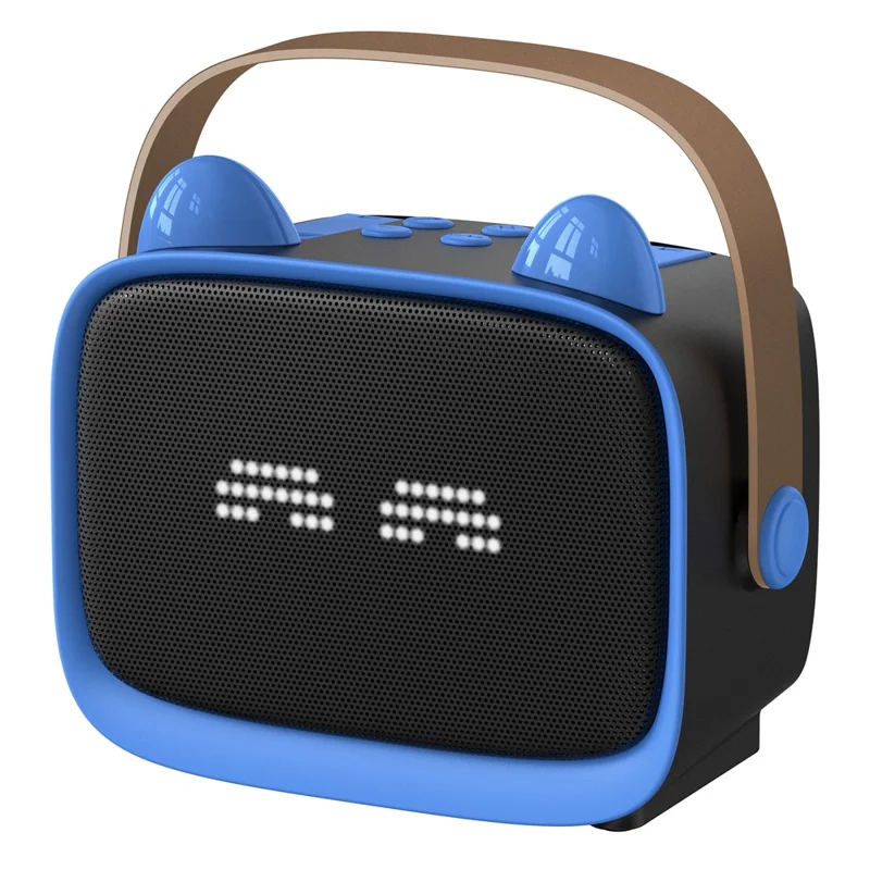 T99 Children Karaoke Speaker with Dual Microphone Multi Light Modes Bluetooth-Compatible Audio System - Black+Blue