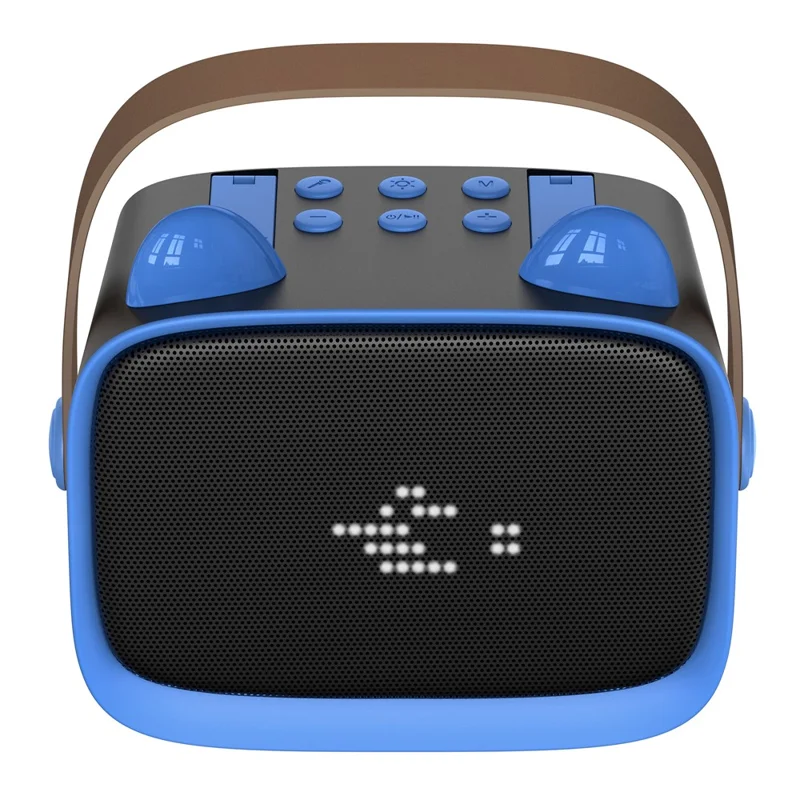 T99 Children Karaoke Speaker with Dual Microphone Multi Light Modes Bluetooth-Compatible Audio System - Black+Blue