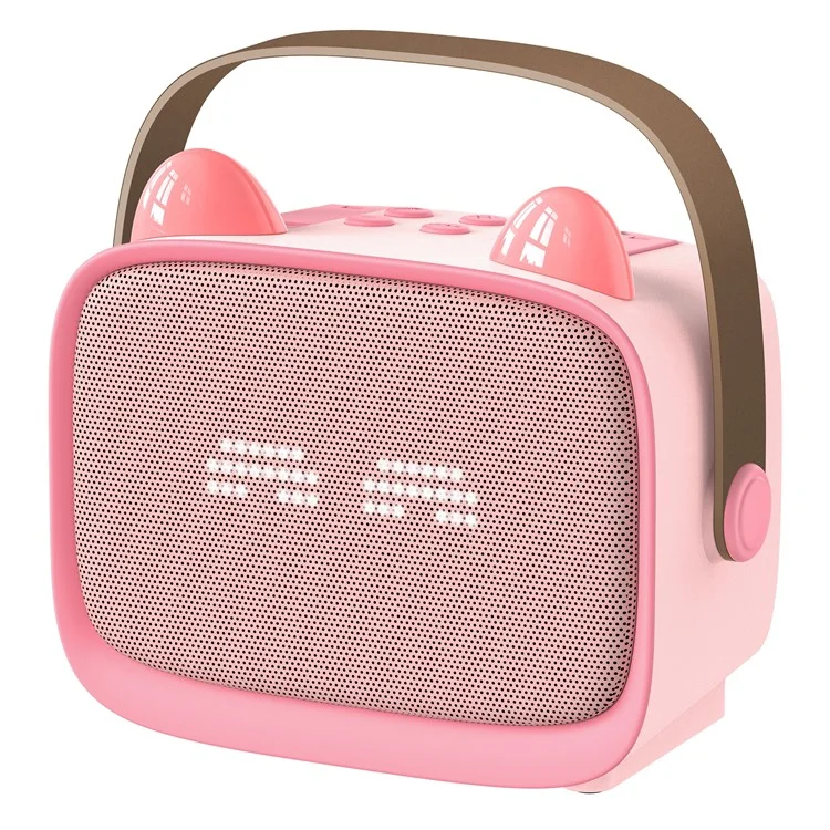 T99 Children Karaoke Speaker with Single Microphone Multi Light Modes Bluetooth-Compatible Audio System - Pink