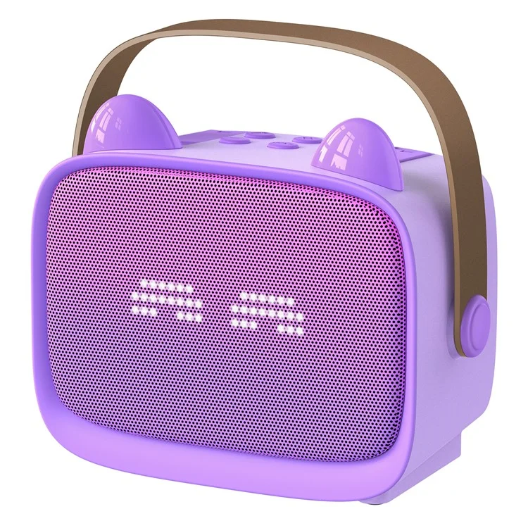 T99 Children Karaoke Speaker with Single Microphone Multi Light Modes Bluetooth-Compatible Audio System - Purple