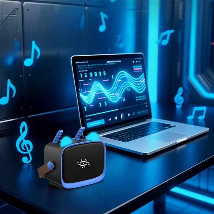 T99 Children Karaoke Speaker with Single Microphone Multi Light Modes Bluetooth-Compatible Audio System - Black+Blue