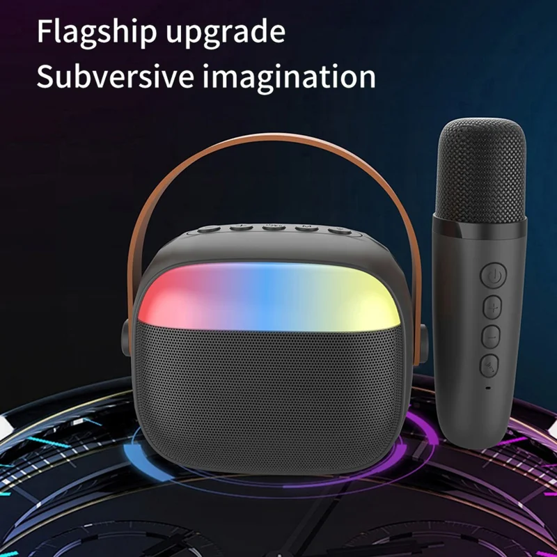 H08 Bluetooth-Compatible Karaoke Speaker with Microphone RGB Light Portable Audio System for Outdoor / Home KTV - White