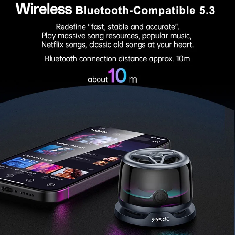 YESIDO YSW32 3W Mini Haut-parleur Bluetooth compatible TWS avec Éclairage ambiant LED