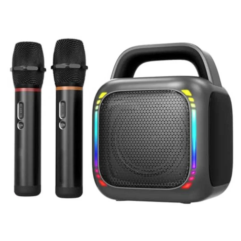 Altavoz portátil MS6K de 50W compatible con Bluetooth con luz RGB, subwoofer TWS y 2 micrófonos para fiestas al aire libre