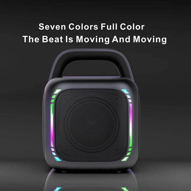 Altavoz portátil MS6K de 50W compatible con Bluetooth con luz RGB, subwoofer TWS y 2 micrófonos para fiestas al aire libre