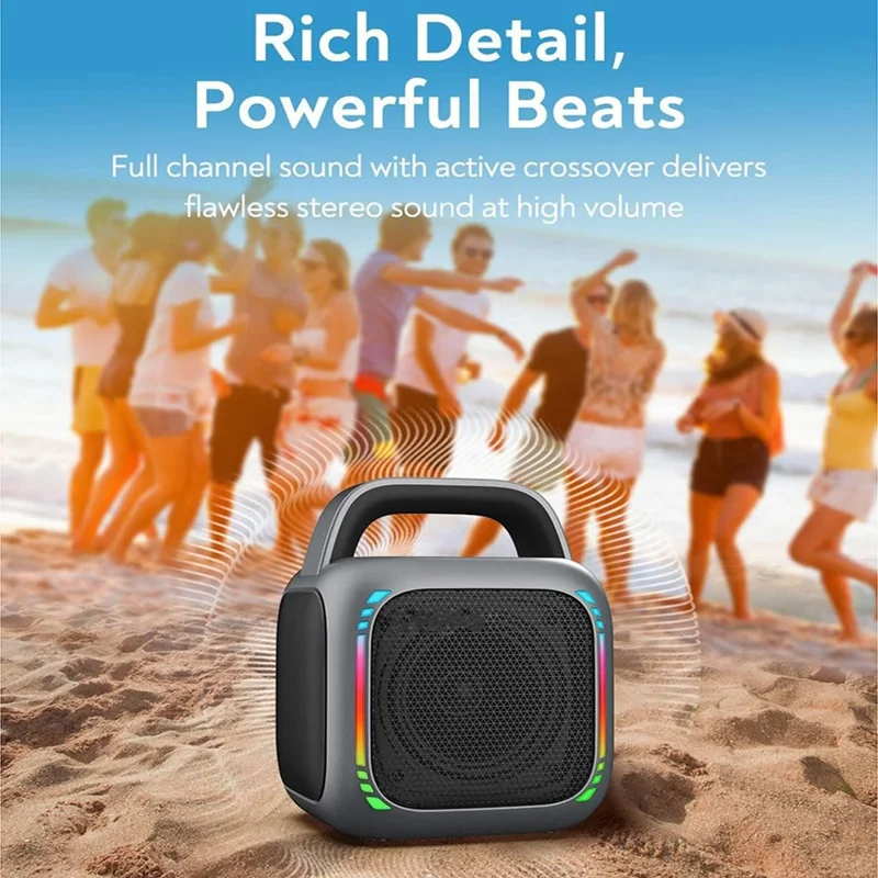 MS6 Enceinte portable Bluetooth 50W avec lumière RVB, Subwoofer étanche IPX7 pour extérieur