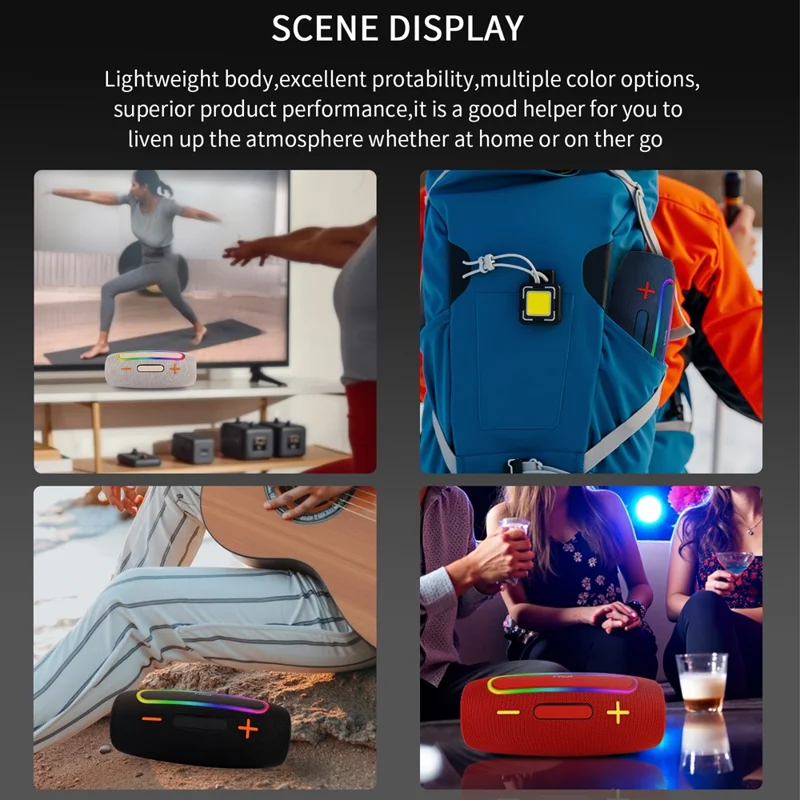 PRO9 Haut-parleur TWS sans fil compatible Bluetooth IPX6 Étanche Portable Boombox Extérieur - Noir