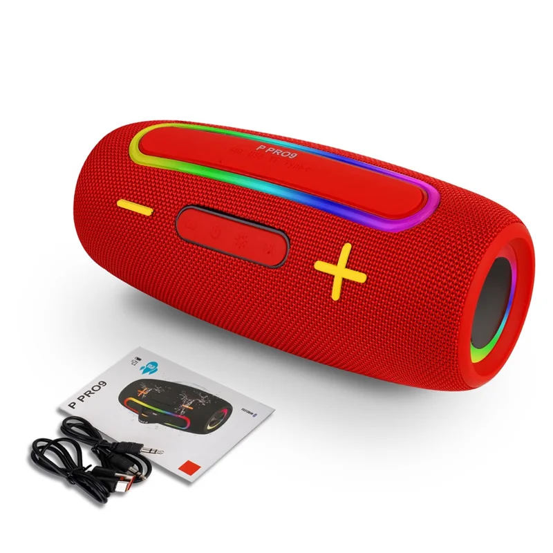 PRO9 Wireless TWS Bluetooth-compatible Speaker IPX6 Waterproof Portable Outdoor Boombox - Red