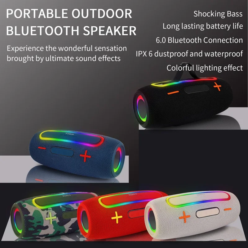 PRO9 Wireless TWS Bluetooth-compatible Speaker IPX6 Waterproof Portable Outdoor Boombox - Red