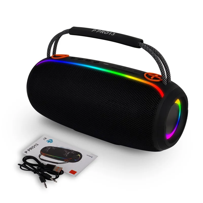 PRO13 Tragbarer Bluetooth-kompatibler Lautsprecher für Outdoor, wasserdicht, mit kraftvollem Bass und Griff - Schwarz