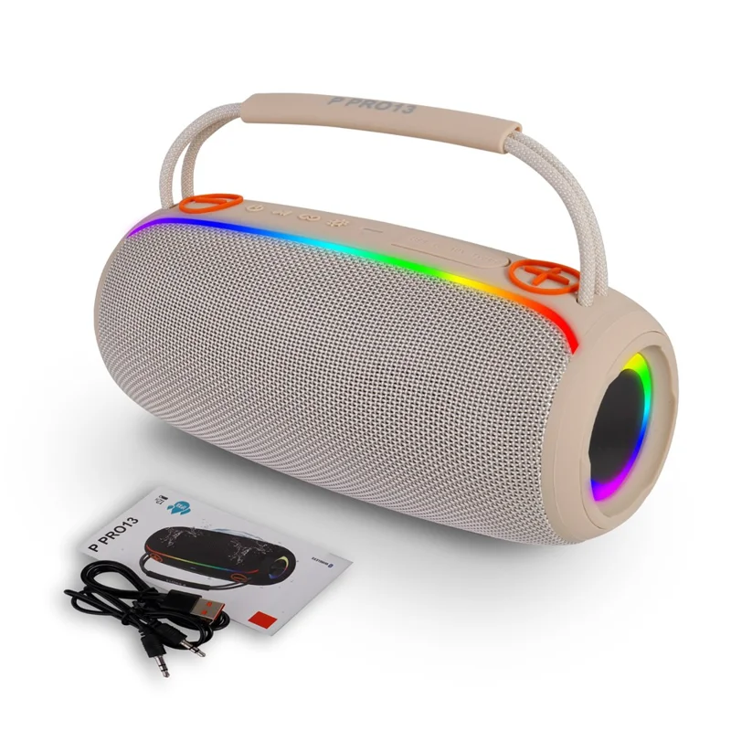 PRO13 Portable Bluetooth-Compatible Speaker Outdoor Waterproof Heavy Bass Sound Box with Handle - Beige
