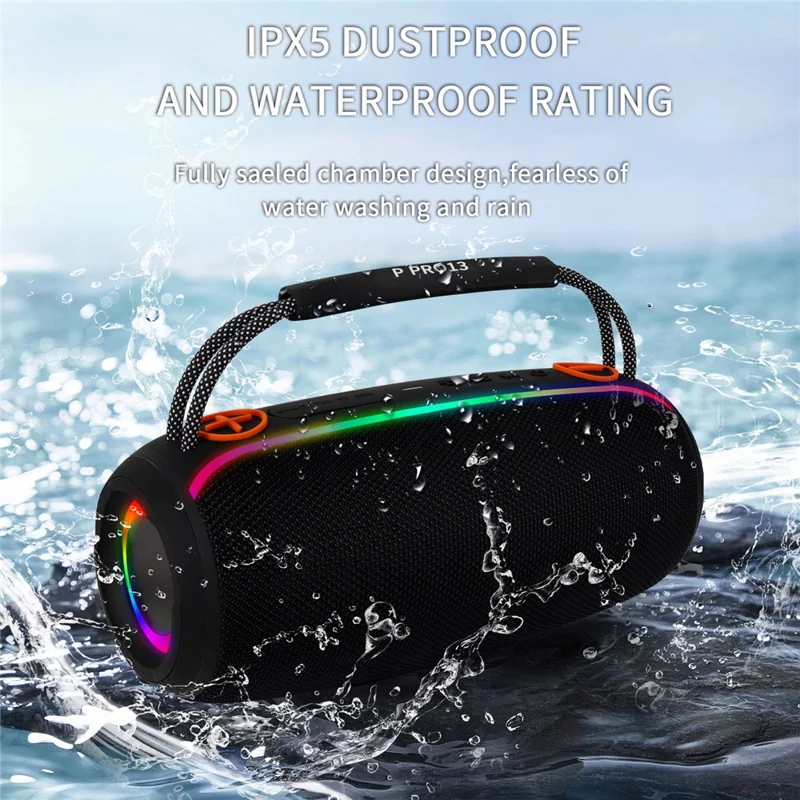 PRO13 Portable Bluetooth-Compatible Speaker Outdoor Waterproof Heavy Bass Sound Box with Handle - Beige
