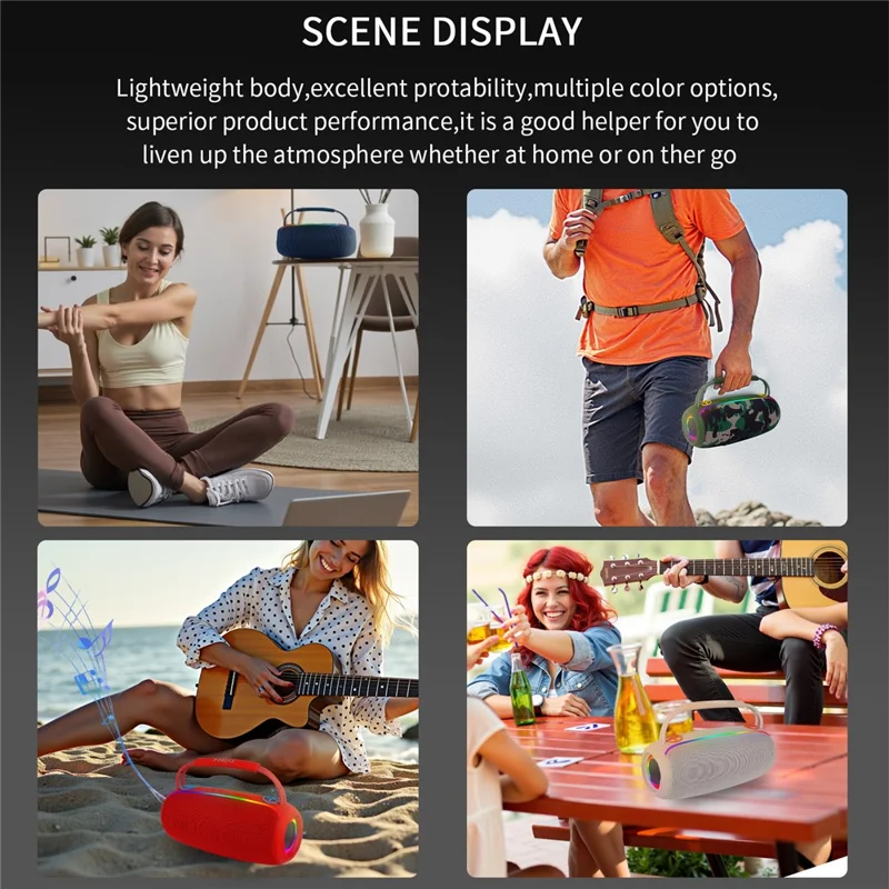 PRO13 Portable Bluetooth-Compatible Speaker Outdoor Waterproof Heavy Bass Sound Box with Handle - Beige