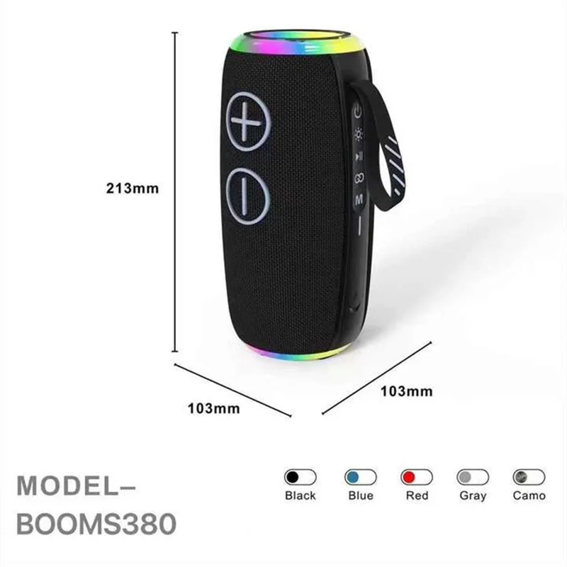 S380 TWS Wireless Bluetooth-compatible Speaker IPX6 Waterproof Portable Outdoor Boombox - Red