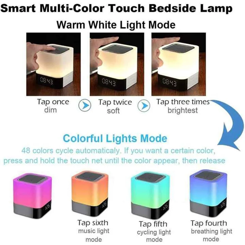 DY28Plus Sveglia da comodino Altoparlante compatibile Bluetooth Luce LED RGB Touch Desktop Subwoofer