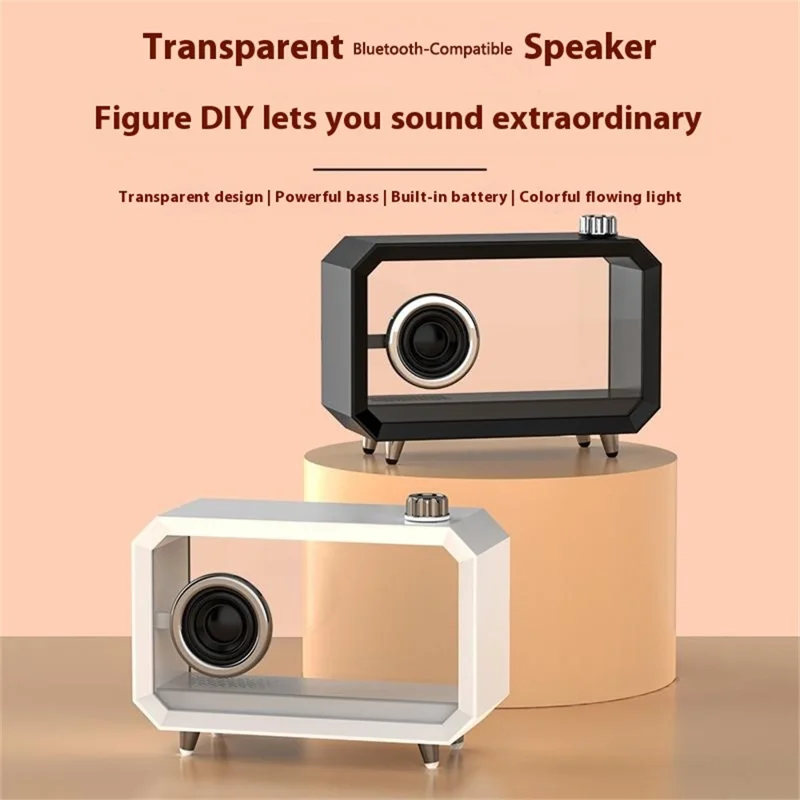 M8 DIY Cartoon Figurine Display Holder Bluetooth-Compatible Speaker with Night Light - Black