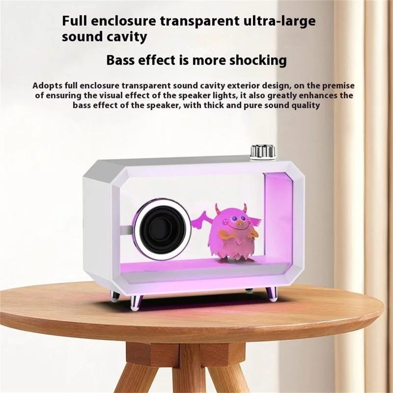 M8 DIY Cartoon Figurine Display Holder Bluetooth-Compatible Speaker with Night Light - Black