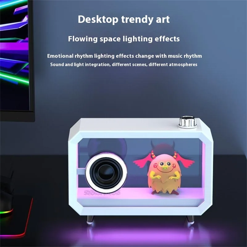 M8 DIY Cartoon Figurine Display Holder Bluetooth-Compatible Speaker with Night Light - Black