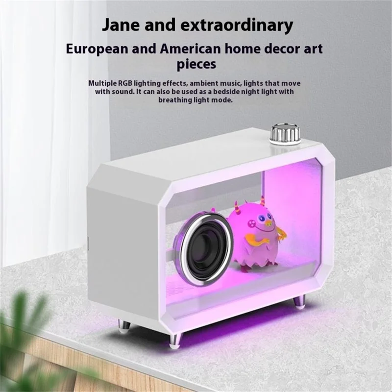 M8 DIY Cartoon Figurine Display Holder Bluetooth-Compatible Speaker with Night Light - Black