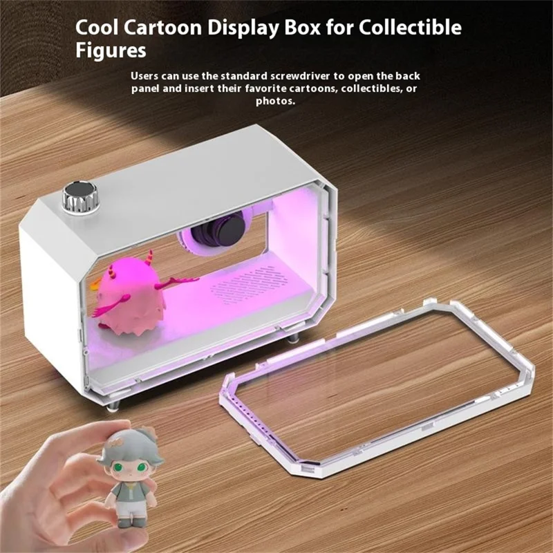 M8 DIY Cartoon Figurine Display Holder Bluetooth-Compatible Speaker with Night Light - Black