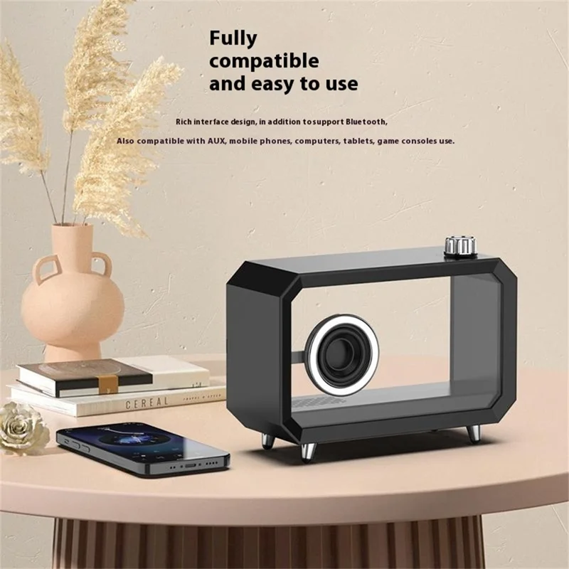 M8 DIY Cartoon Figurine Display Holder Bluetooth-Compatible Speaker with Night Light - Black