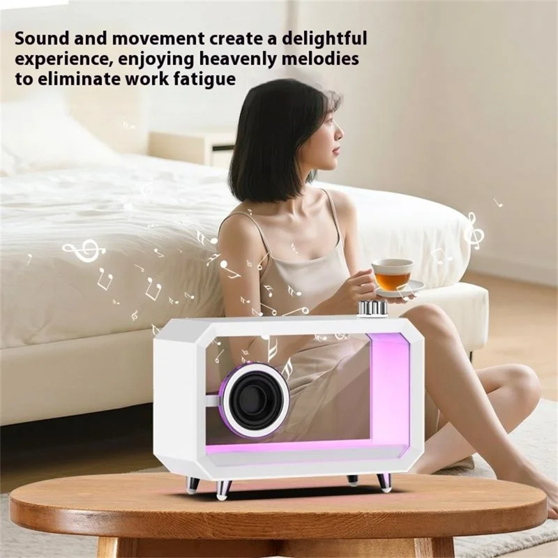 M8 DIY Cartoon Figurine Display Holder Bluetooth-compatible Speaker with Night Light - White