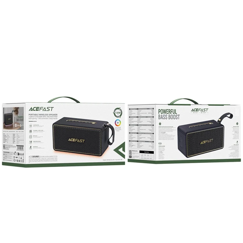 Altavoz Bluetooth ACEFAST K3 Ultra Portátil, Resistente al Agua IPX6, con Iluminación RGB