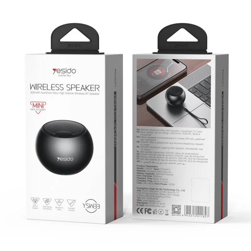 YESIDO YSW33 Portable TWS Bluetooth-compatible Speaker Aluminum Alloy Mini Wireless Audio Device