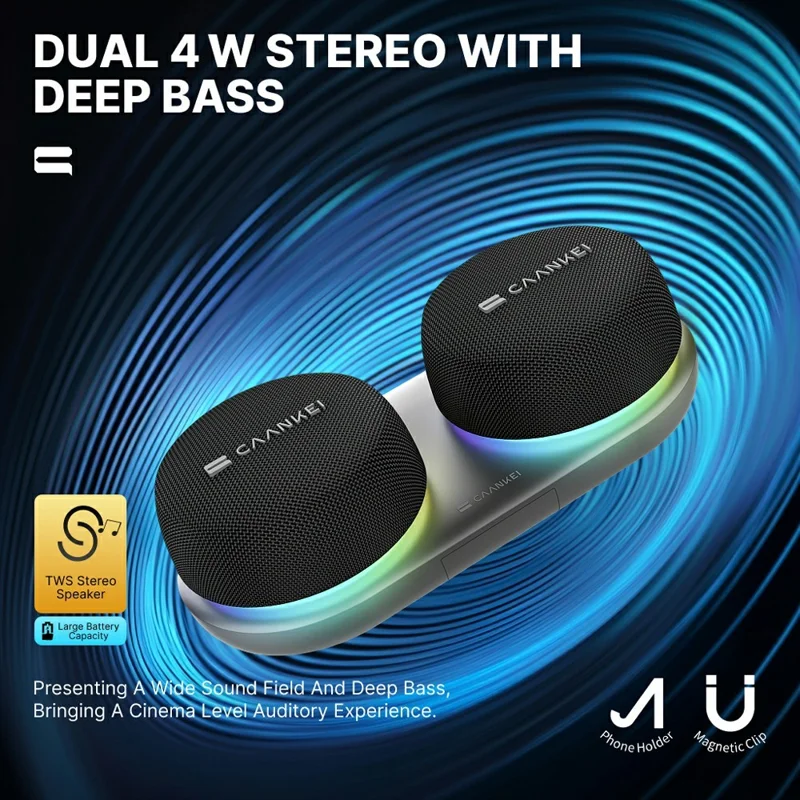 CAANKEI CS20 Wireless Bluetooth-Compatible Speaker RGB Light Portable Outdoor Sound Box with Magnetic Base