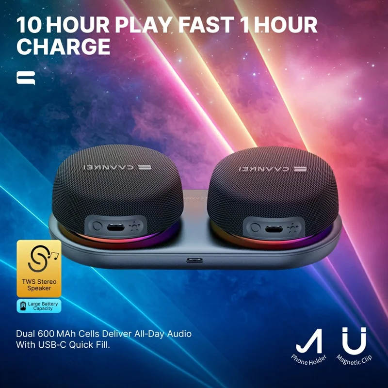 CAANKEI CS20 Wireless Bluetooth-Compatible Speaker RGB Light Portable Outdoor Sound Box with Magnetic Base